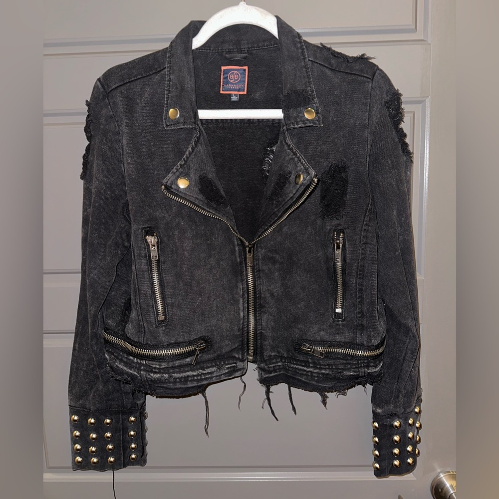 Distressed Black Jean Jacket